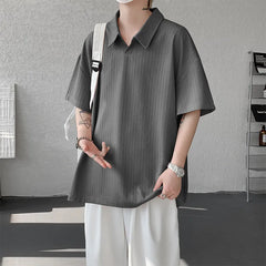 Threebooy T shirt men Oversized Polo Collar Soft Comfort Tshirt Loose Fit Breathable Tee Casual Streetwear Top Summer Mens Fashion Apparel