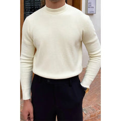 Threebooy  Men's Korean Autumn and Winter Slim Warm Base Sweater Solid Color Half Turtleneck Sweater Trend