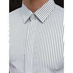 Threebooy  Men Striped Shirt Spring Summer Slim Fit Casual Non Iron Long Sleeve Business