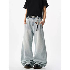 Threebooy Men's Blue Y2k Baggy Jeans Harajuku Aesthetic Japanese 2000s Style Oversize Denim Trousers Vintage Jean Pants Trashy Clothes