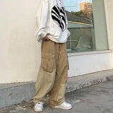 Threebooy Baggy Black Cargo Pants for Men Khaki Cargo Trousers Male Vintage Loose Casual Autumn Japanese Streetwear Hip Hop Retro