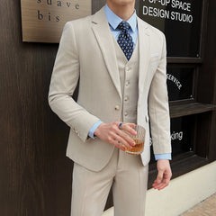 Threebooy  High-quality, fashionable and stylish casual suit set in three colors, a versatile men's professional suit set for spring and su