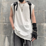 Threebooy Summer Men Sleeveless Vest Casual Solid Tops Loose O-neck Pullover