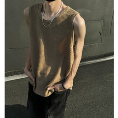 Threebooy Men O-Neck Sleeveless Vertical Stripe TShirts Summer Loose Casual Tank Tops Man Fashion Oversized Singlets Male Clothing