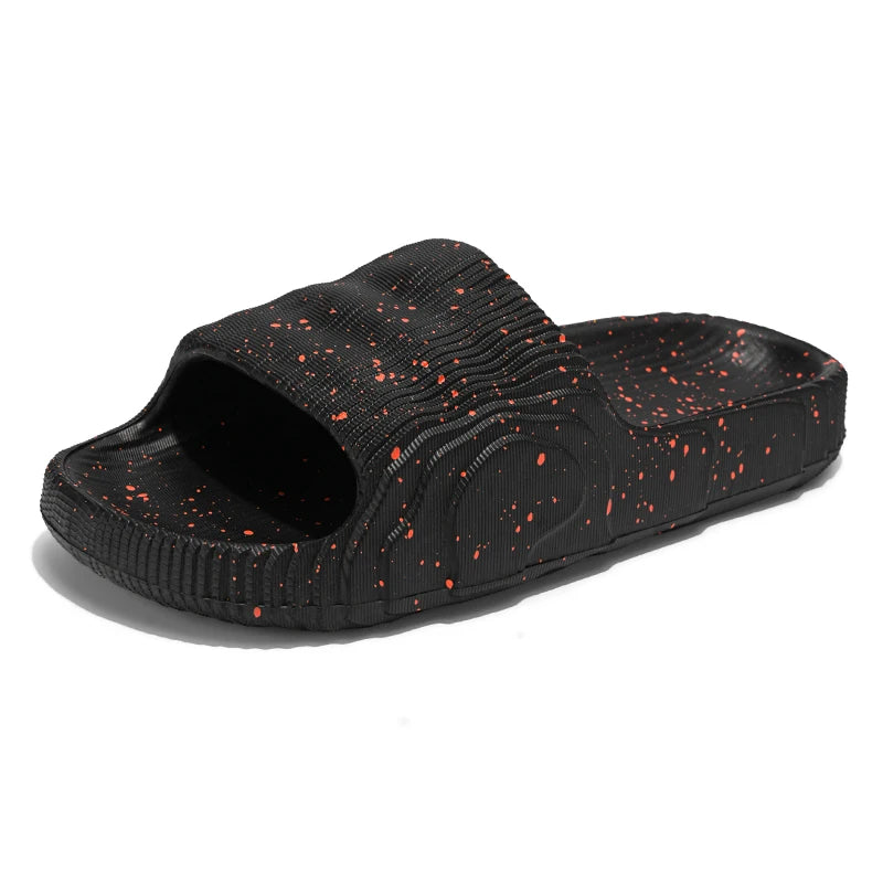 Threebooy  Men Summer Casual Slippers Mens Black Slides Slip On Soft Lightweight Indoor Home House Beach Shoes