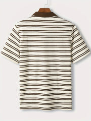 Threebooy  Slim Polo Shirt Men's Summer New Short-sleeved Casual Striped Knitting Lapel Fashion Business T-shirt Male Tees