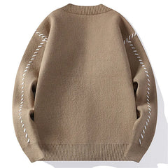 Threebooy Autumn Winter V-Neck Knit Cardigan Men Harajuku Patchwork Loose Knitted Sweater Outerwear Coat Mens Fashion Casual Streetwear
