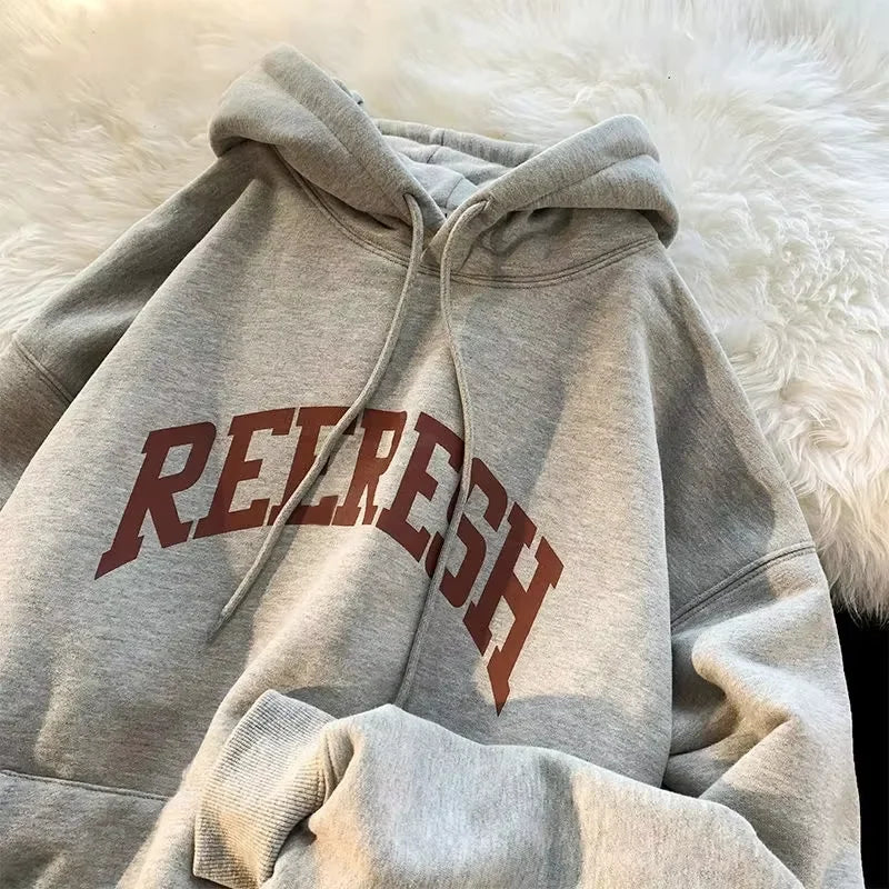 Threebooy 100% Cotton Men's Hoodies American Letter Hip Hop High Street New In Sweatshirts 2024 Autumn Y2K Couple Vintage Oversize Hoodies