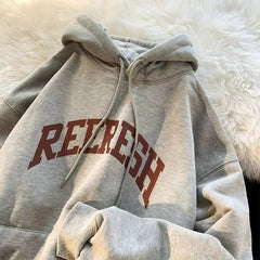 Threebooy 100% Cotton Men's Hoodies American Letter Hip Hop High Street New In Sweatshirts 2024 Autumn Y2K Couple Vintage Oversize Hoodies
