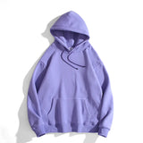 Threebooy New Plus Cashmere Plain Color Couple Streetwear Fashion Hooded Jumper Casual Cotton Harajuku Long Sleeve Hoodie