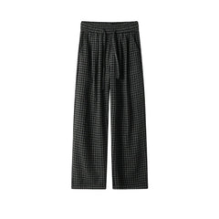 Threebooy Autumn Woolen Pants Men Oversized Fashion Retro Plaid Pants Men Streetwear Hip-hop Loose Wide Leg Pants Mens Vintage Trousers