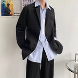 Threebooy Men's Popular Casual Blazers Male Loose Streetwear Suit Jackets Western-style Clothes Cotton Single Lapel Collar Coats M-XL