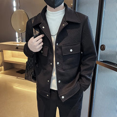 Threebooy Men Spring High Quality Casual Jackets/Male Slim Fit Fashion Solid Color Lapel Coats Men Walf Checks Jacket Loose Outerwear