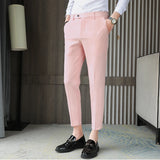 Threebooy New High-quality British Style Business Casual Slim Suit Trousers Men's Small Feet Nine-point Pants Solid Color All-match 29-36