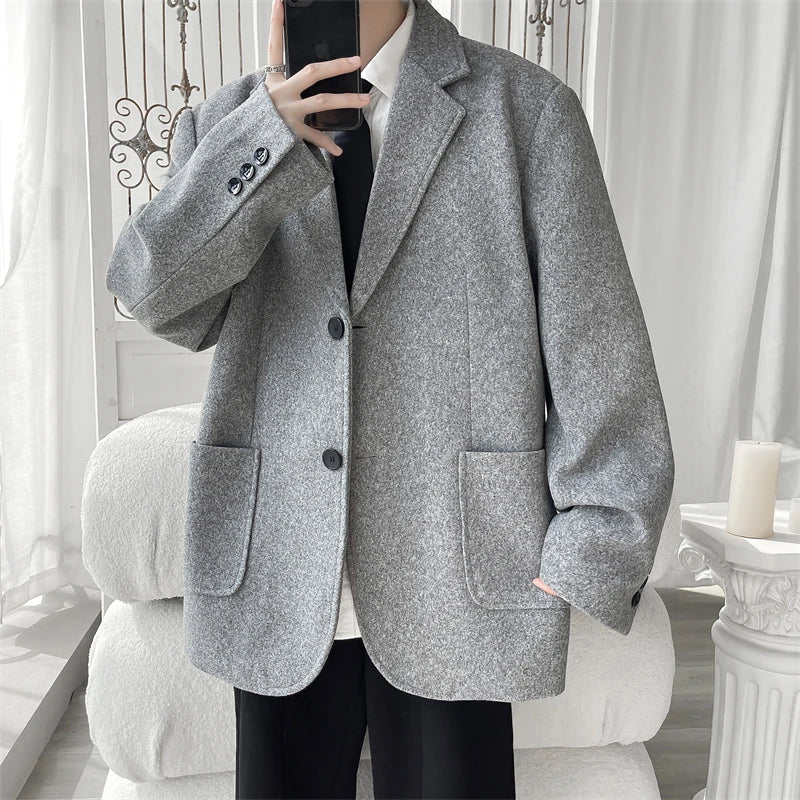 Threebooy Woolen Coat for Man Winter Coats Man Wool and Mix Mens Overcoat High Quality Elegant Men Jackets New Black Men's Clothing