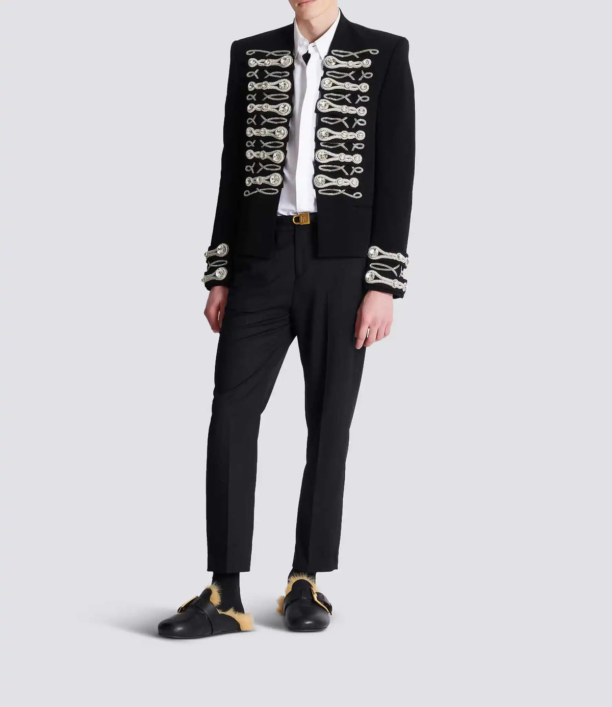 Threebooy  Retro Court Men Suit 2 Pieces Blazer Pant Peaked Lapel Crystal Heavy Handmade Embroidered Coat Party