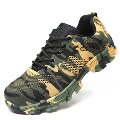 Threebooy  Camouflage Mountain Climbing Style Labor Protection Shoes Anti Crush And Piercing Work Shoes Mesh Protective Shoes for Men...