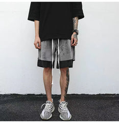 Threebooy Y2k American Street Sports Shorts Men's Summer Design Sense Fashion Pure Cotton Velvet Loose Basketball Casual Split Pants