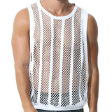 Threebooy Mens Fitness Vest Sleeveless Nightclub Sexy Mesh Transparent Hollow Vest Casual See-Through Fishnet Muscle T-Shirt Vest