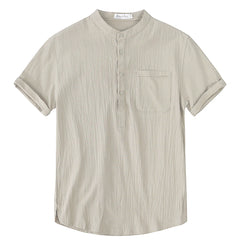 Threebooy  Summer New Men's Short-Sleeved T-shirt Cotton and Linen Led Casual Men's T-shirt Shirt Male  Breathable S-3XL
