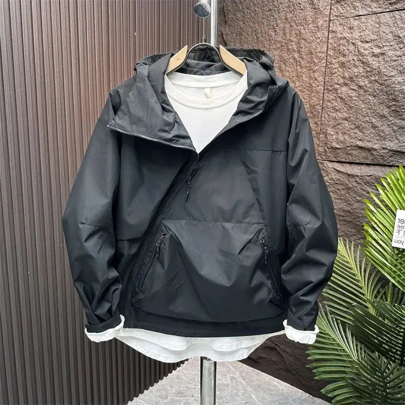 Threebooy Japanese Outdoor Waterproof Jacket Multi-pocket Youth Workwear Hooded Jacket Men's Autumn Casual Trendy Suit Aesthetic Chic