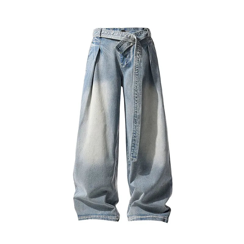 Threebooy Vintage Wash Light Blue Relaxed Fit Jeans 2025 New Arrival High Quality Distressed Denim Pants for Men Streetwear Fashion Youth
