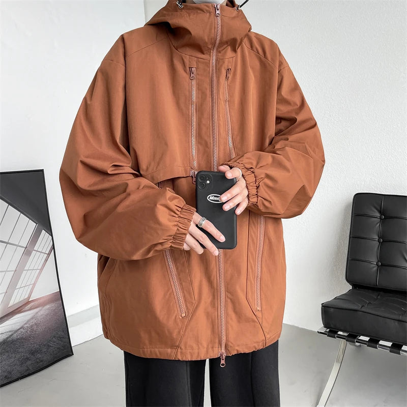Threebooy Men's Clothing Harajuku Outerwear Men's Coats Models 2024 Man Hoodie Hooded Jackets Korean Popular Clothes Loose Fitting Spring