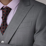 Threebooy Premium Sharkskin Light Gray Suit: Stylish and Sophisticated Men's Formal Wear with Wool and Half-Linen Lining