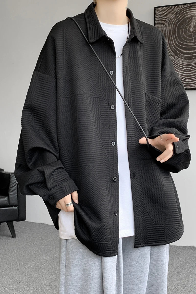 Threebooy Autumn Japanese Style Oversized Harajuku Shirt Men Casual Loose Blouse Plus Size 5XL-M All Match Fashion Streetwear Male Clothes