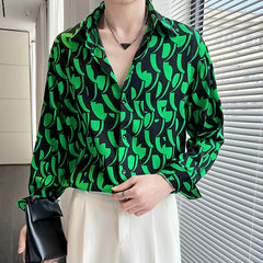 Threebooy  Autumn Fashion Printed Loose Fitting Shirt for Men High-quality Long Sleeve Casual Shirts Streetwear Social Party Blouse