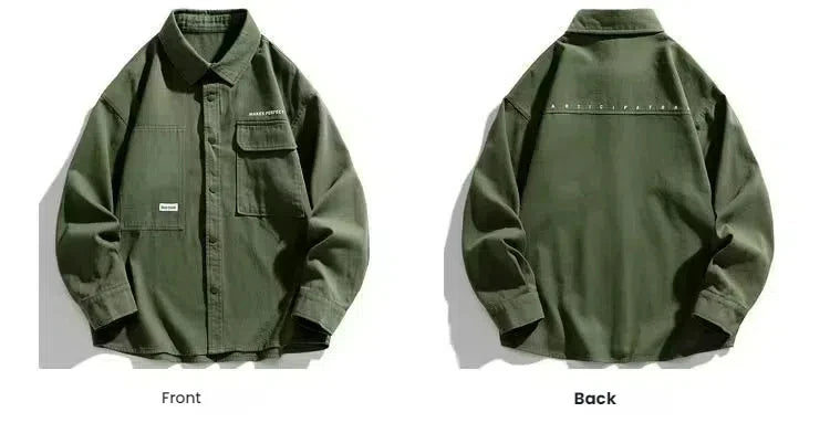 Threebooy Men's shirt jacket Spring high-quality teenagers early autumn work cardigan jacket Japanese casual thin autumn clothes