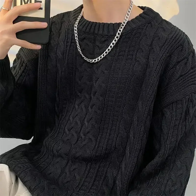 Threebooy Knitwear Wool Knitted Sweater Men O Neck Knitted Long Sleeve Mens Oversized Pullover Basic Solid Color Casual Fashion Men's Tops