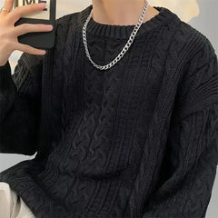 Threebooy Knitwear Wool Knitted Sweater Men O Neck Knitted Long Sleeve Mens Oversized Pullover Basic Solid Color Casual Fashion Men's Tops