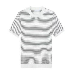 Threebooy  Men Japanese Style Striped Short Sleeve T-Shirt Simple Casual Breathable Top Summer New Trendy Niche Tees
