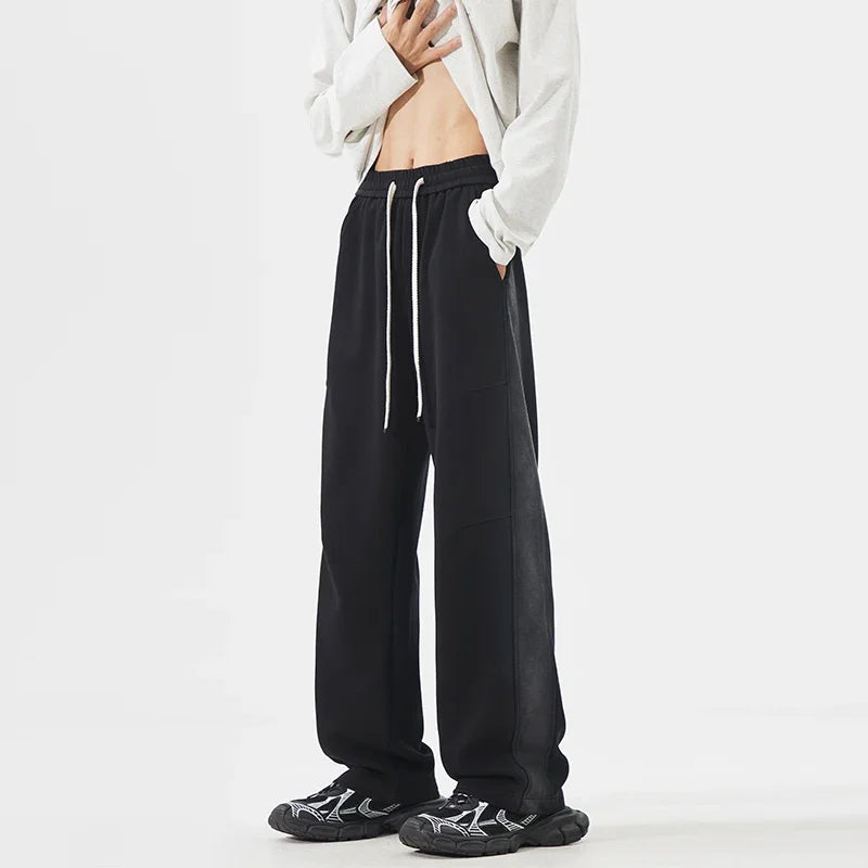 Threebooy  Autumn New Baggy Straight Men's Solid Color Casual Pants Simple Comfortable Wide Leg Pants Sweatpants Fashion Male Trousers