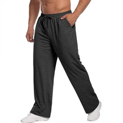 Threebooy  Men's Open Straight Fitness Sports Pants Casual Pants with Pockets