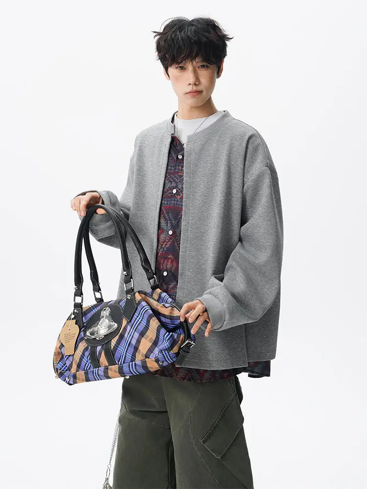 Threebooy Jacket men Stand Up Collar Single Breasted Fake Two Piece Jacket Autumn Thin Ethnic Print Patchwork Mens Outerwear Coat men new