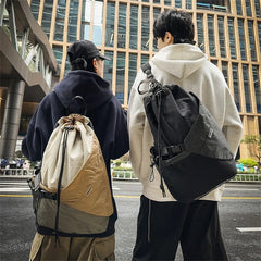 Threebooy  Outdoor Multifunction Waterproof Camping Travel Drawstring Backpack Men Women Techwear Style Hip Hop Crossbody Laptop Bag