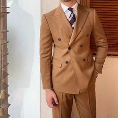 Threebooy  Men Suit Business Retro Brown Suit Retro Brown Men Suit Business Casual Dress