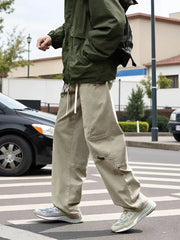 Threebooy Autumn New Cargo Pants Men with 5 Pockets 100% Cotton Workwear Wide Leg Baggy Pants Casual Straight Trousers Plus Size 8XL