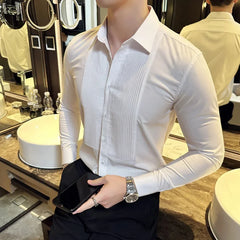 Threebooy  Clothing Men's Spring High Quality Long Sleeve Shirts/Male Slim Fit Business Dress Shirts  Chemise Homme De Luxe 3XL-M