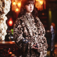 Threebooy New Faux Fur Rabbit Fur Autumn Winter New Jackets Chinese Style Leopard Printed Warm Coats Plush Tang Suit Jackets Chic