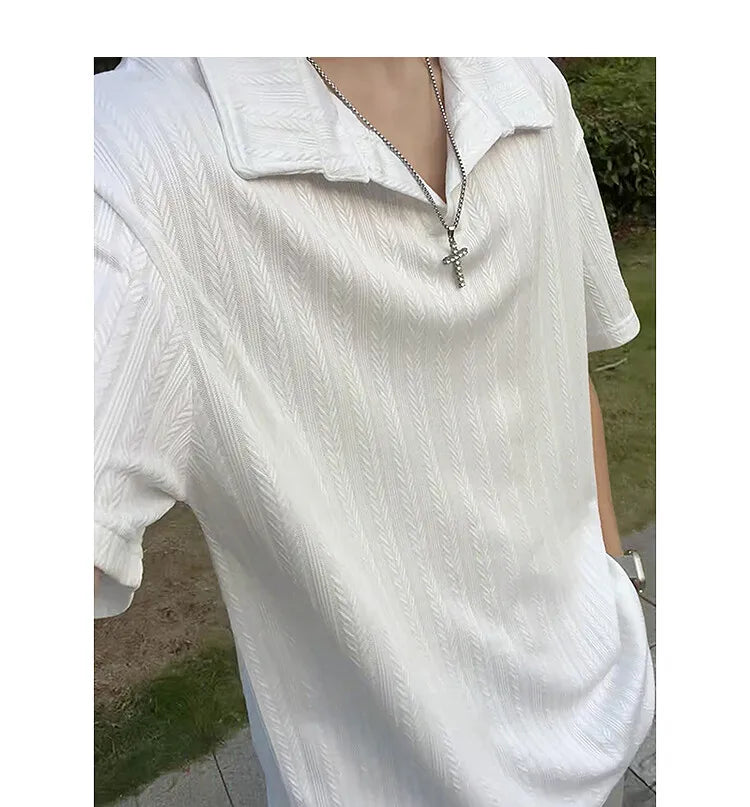 Threebooy Mens Soft Comfortable Polo Shirt Collared Knit Summer Solid Classic Simple Casual Short Sleeve Breathable Fabric Plain T Shirt