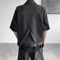 Threebooy New Fashion Men's waistcoat Youth lapel Solid Sleeveless Jacket Motorcycle Ourdoor  Biker Vest for Men Clothing Concert vest