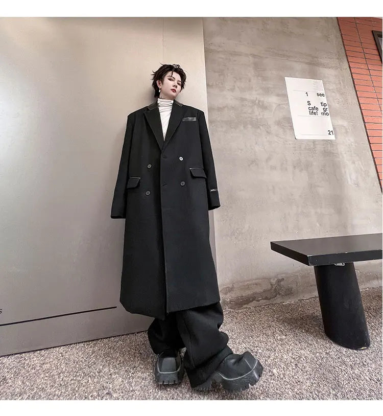 Threebooy Men's Luxurious Oversized Coat & Trousers 2-Piece Set