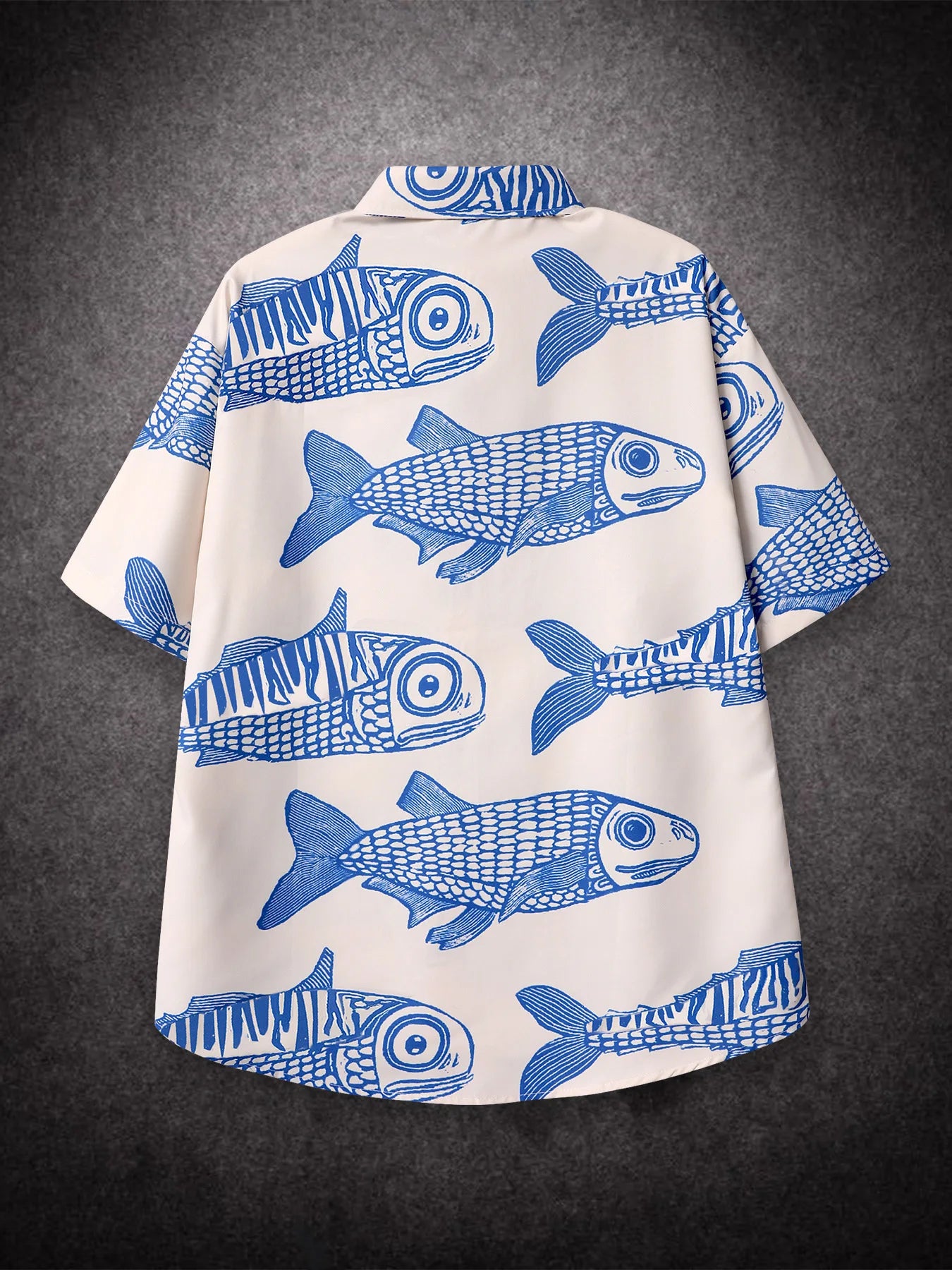 Threebooy Oversized Loose Men Shirt American Style Summer Fried Street Fashion Small Fish Print New Personalized Mens Casual Shirts