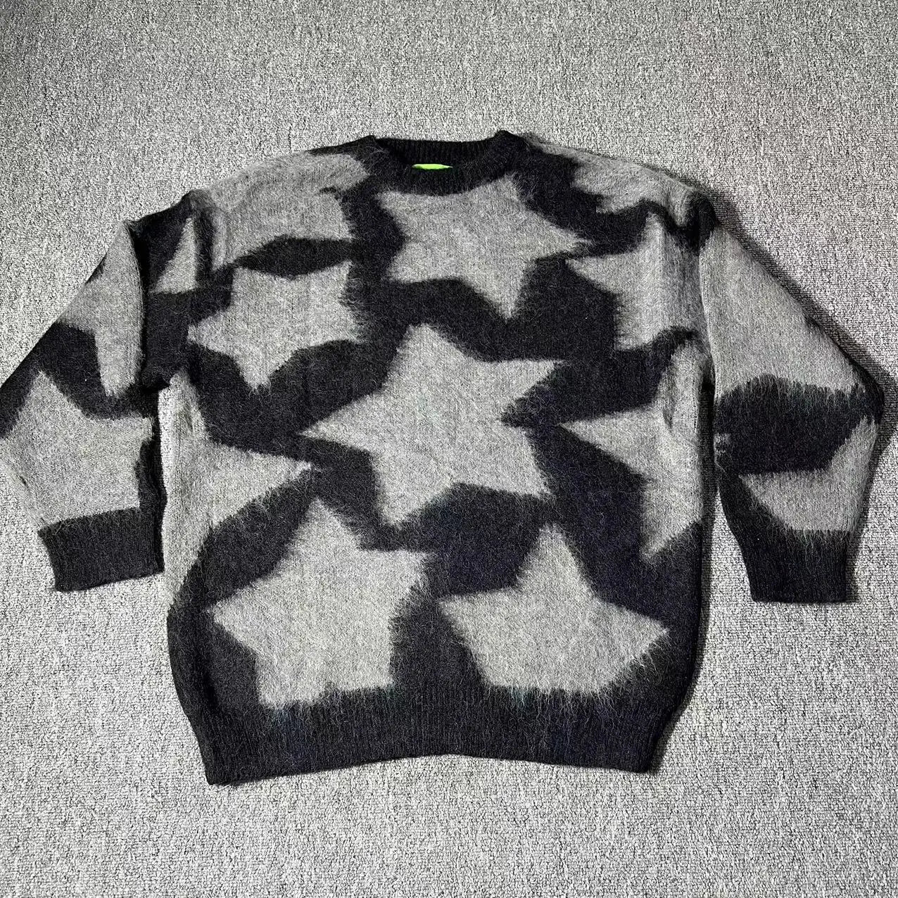 Threebooy Men's Star Pullover Sweater Knit Women's Loose Autumn Winter Couple Knitted Round Neck Long Sleeves Casual Sweaters Tops