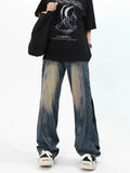 Threebooy Streetwear Pants Jeans Hip Hop Y2k Man Baggy Cargo Casual Woman Stacked Men Slim Flare Blue Men's Clothing