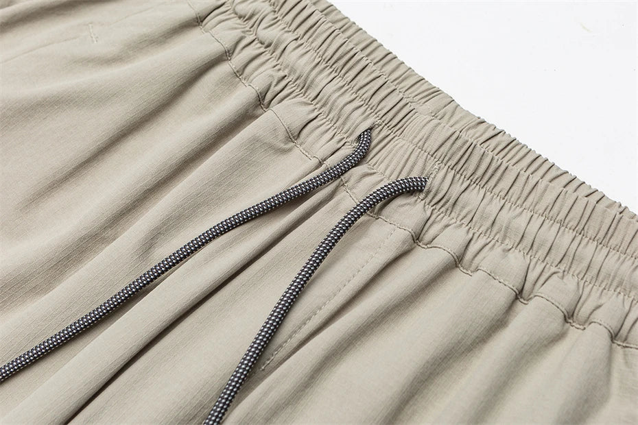 Threebooy  Large Size Casual Shorts Men Streetwear Harajuku Reflective Stripe Knee Length Pants Japan Style Outdoor Quick Drying Short Male