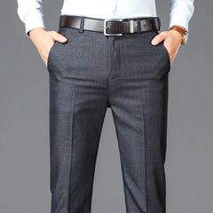 Threebooy  New Business Casual Suit Pants Men Solid High Waist Straight Office Formal Trousers Mens Classic Style Suit Long Pants Plus Size